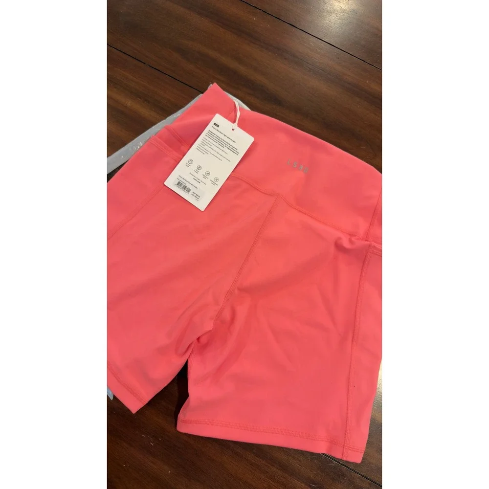 LSKD Fusion Mid Short Tight with Pockets Pink Lemonade XL New NWT